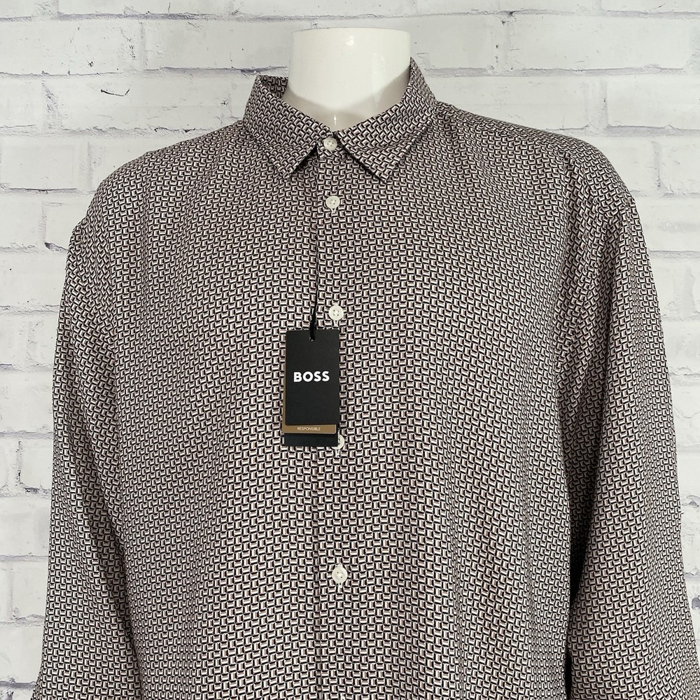 Hugo Boss Shirt Men's 4XL Long Sleeve Button Up Shirt Lyocell Boss NWT
